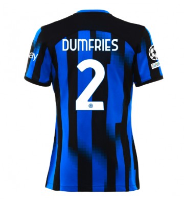 Inter Milan Denzel Dumfries #2 Hjemmebanetrøje Dame 2023-24 Kortærmet